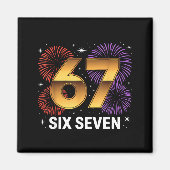 Level 67 Complete Six Seven Birthday Fireworks  Magnet (Vorne)