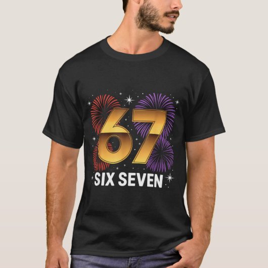 Level 67 Complete Six Seven Birthday Fireworks T-Shirt (Vorderseite)