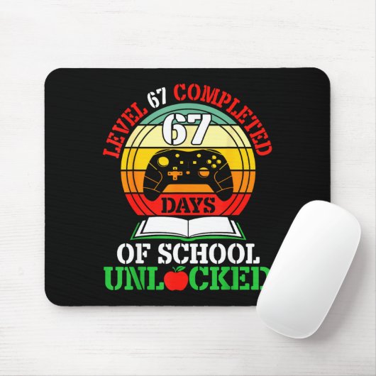 Level 67 Completed Days Of School Unlocked Gamer S Mousepad (Mit Mouse)