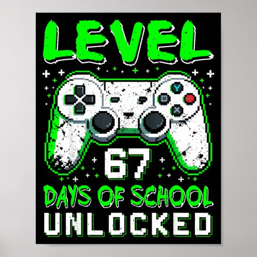 Level 67 Days Of School Unlocked Boys 67th Day Of Poster (Vorne)