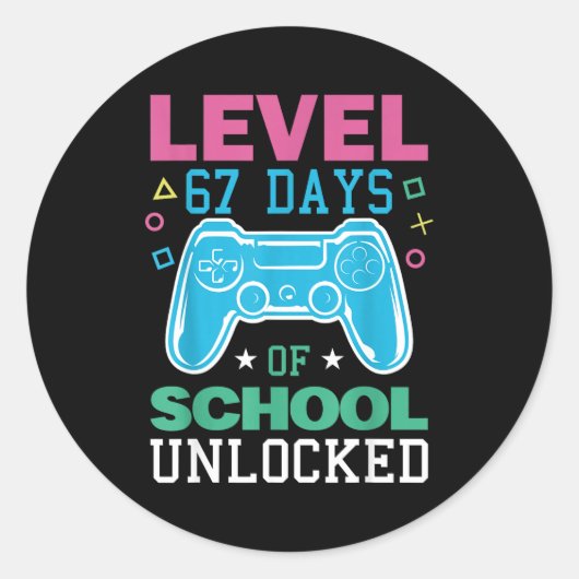 Level 67 Days Of School Unlocked Funny 6 7 Meme Ga Runder Aufkleber (Vorderseite)
