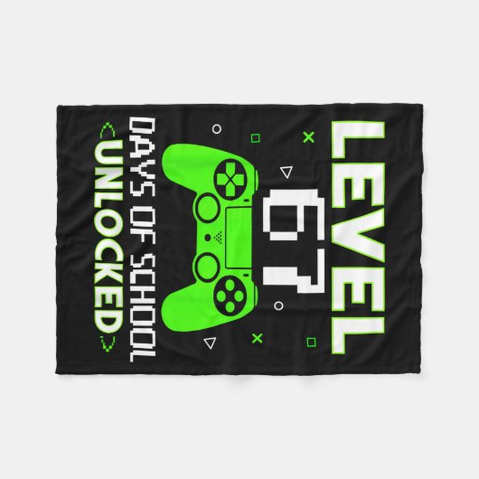 Level 67 Days Of School Unlocked Funny Gamer Kids Fleecedecke (Vorderseite (Horizontal))