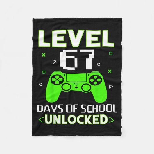 Level 67 Days Of School Unlocked Funny Gamer Kids Fleecedecke (Vorderseite)