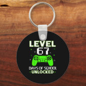 Level 67 Days Of School Unlocked Funny Gamer Kids  Schlüsselanhänger (Vorderseite)
