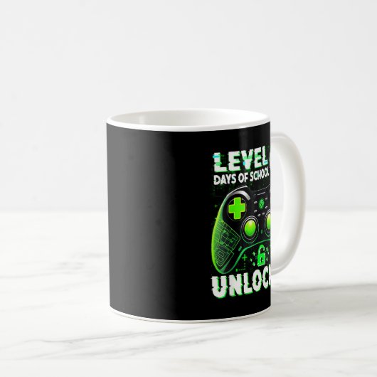 Level 67 Days Of School Unlocked Gamer Video Funny Kaffeetasse (VorderseiteRechts)