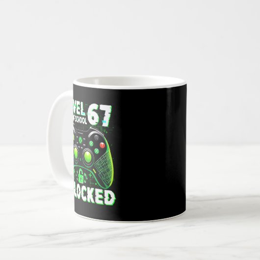 Level 67 Days Of School Unlocked Gamer Video Funny Kaffeetasse (Vorderseite Links)