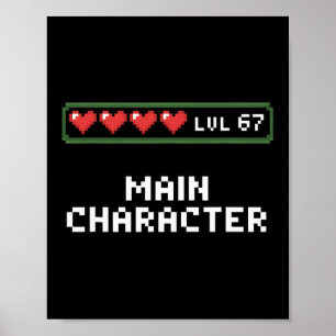 Level 67 Hauptcharakter Gamer Valentine 67 Pixel M Poster