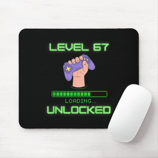 Level 67 Unlocked Gaming 6-7 School Meme Six Seven Mousepad (Mit Mouse)