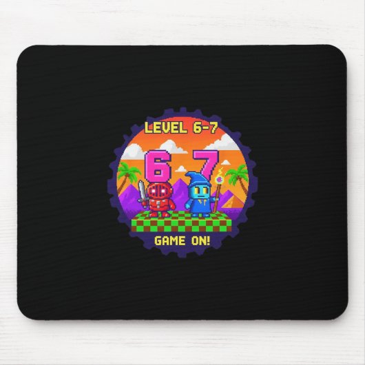 Level 6 7 Gaming Pixel Art Sechs Sieben Gamer  Mousepad (Vorne)