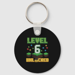 Level 6 freigeschaltet Pixel Gamer 6. Geburtstag G Schlüsselanhänger