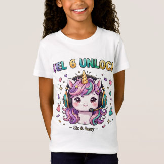 Level 6 Freigeschaltet Six und Sassy Einhorn Gamer T-Shirt
