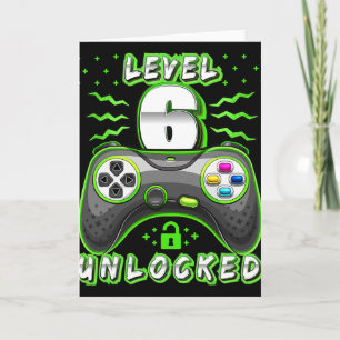 Level 6 freigeschaltet Videospiel 6. Geburtstag Ga Karte