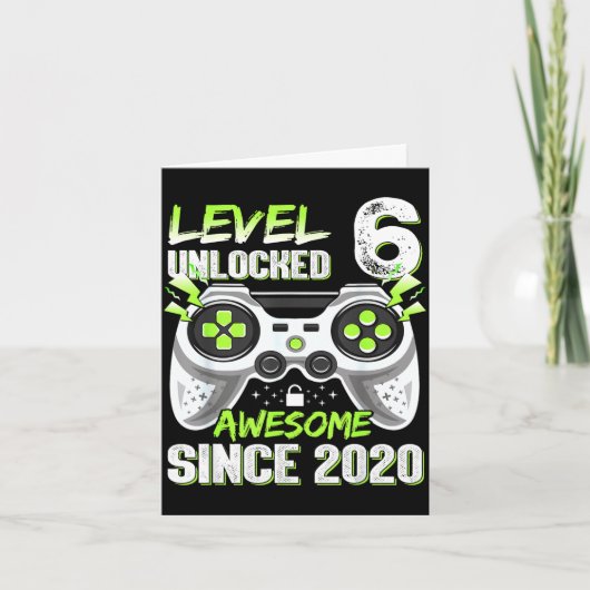 Level 6 freigeschaltetes Videospiel 6. Geburtstag Karte (Vorderseite)