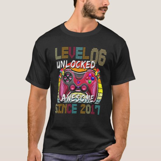Level 6 Unlocked Awesome Since 2017 6th Birthday G T-Shirt (Vorderseite)