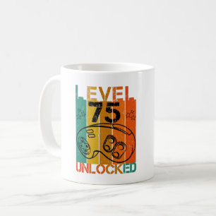 LEVEL 75 UNLOCKIERTER FUNNY GAMER GEEK 70. GEBURTS KAFFEETASSE