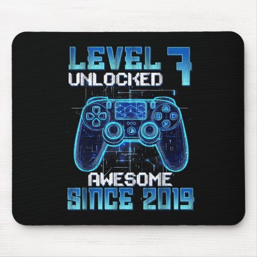 Level 7 freigeschaltet 7. Geburtstag Jungen Videos Mousepad (Vorne)