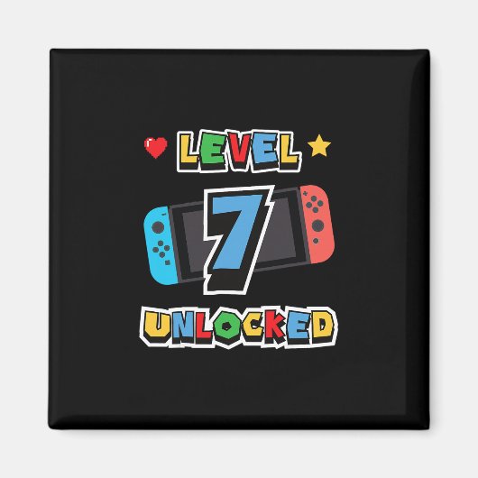 Level 7 freigeschaltet 7. Geburtstag Kinder Videos Magnet (Vorne)