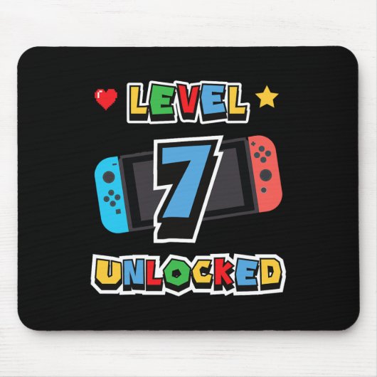 Level 7 freigeschaltet 7. Geburtstag Kinder Videos Mousepad (Vorne)