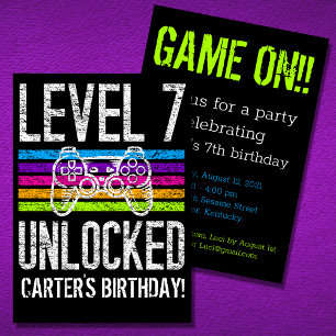 Level 7 freigeschaltet 7. Geburtstag Personalisier Einladung