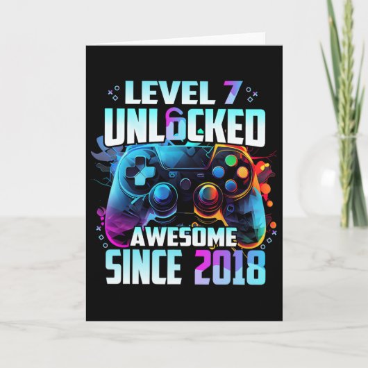 Level 7 freigeschaltet Awesome seit dem 7. Geburts Karte (Vorderseite)
