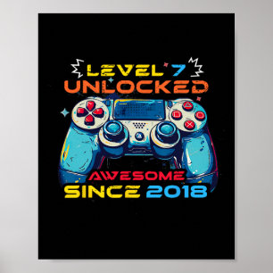 Level 7 freigeschaltet Gamer 7. Geburtstag Shirt J Poster