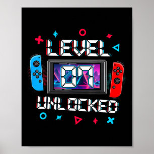 Level 7 freigeschaltet Gamer 7. Geburtstagsgeschen Poster