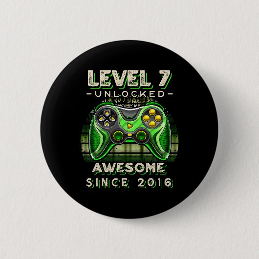 Level 7 freigeschaltet Videospiel 7. Geburtstag 7 Button (Vorderseite)