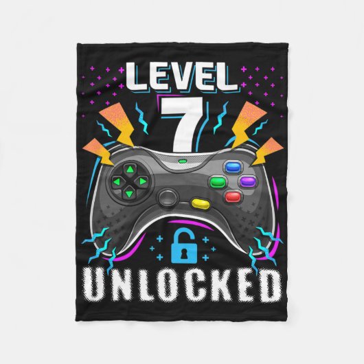 Level 7 freigeschaltet Videospiel 7. Geburtstag Ga Fleecedecke (Vorderseite)
