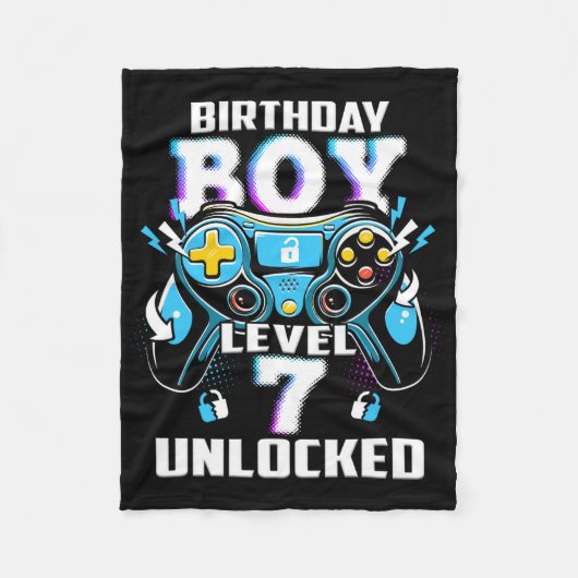 Level 7 freigeschaltet Videospiel 7. Geburtstag Ga Fleecedecke (Vorderseite)
