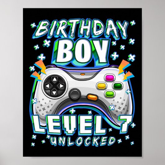 Level 7 Freigeschaltet Videospiel 7. Geburtstag Ga Poster (Vorne)