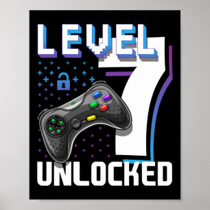 Level 7 freigeschaltet Videospiel 7. Geburtstag Ga Poster