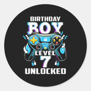 Level 7 freigeschaltet Videospiel 7. Geburtstag Ga Runder Aufkleber