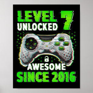 Level 7 freigeschaltet Videospiel 7 Jahre alter Ju Poster