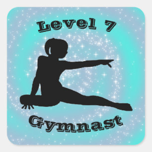 Level 7 Gymnast - (Level # kann geändert werden) Quadratischer Aufkleber