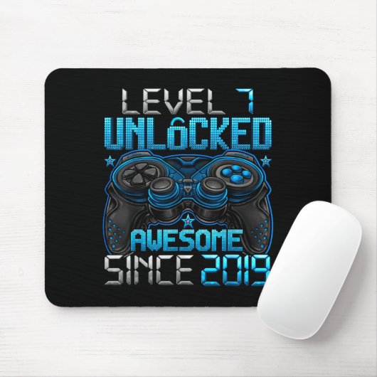 Level 7 Unlocked 7 Year Old For Boys 7th Birthday Mousepad (Mit Mouse)