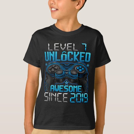 Level 7 Unlocked 7 Year Old For Boys 7th Birthday  T-Shirt (Vorderseite)