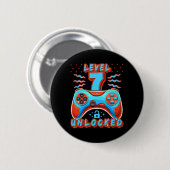 Level 7 Unlocked Video Game 7th Birthday Gamer Boy Button (Vorne & Hinten)