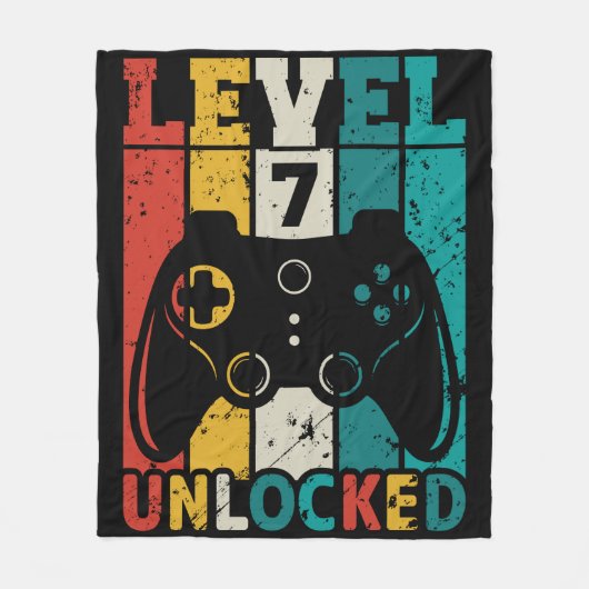 Level 7 Unlocked Video Game 7th Birthday Gamer Boy Fleecedecke (Vorderseite)