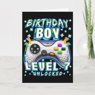 Level 7 Unlocked Video Game 7th Birthday Gamer Boy Karte