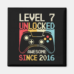 Level 7 Unlocked Video Game 7th Birthday Gamer Boy Magnet
