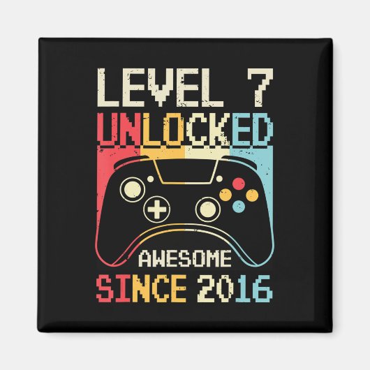Level 7 Unlocked Video Game 7th Birthday Gamer Boy Magnet (Vorne)
