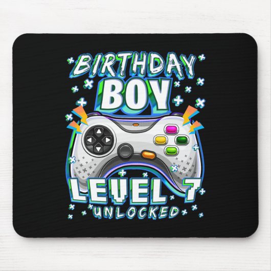 Level 7 Unlocked Video Game 7th Birthday Gamer Boy Mousepad (Vorne)