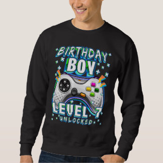 Level 7 Unlocked Video Game 7th Birthday Gamer Boy Sweatshirt