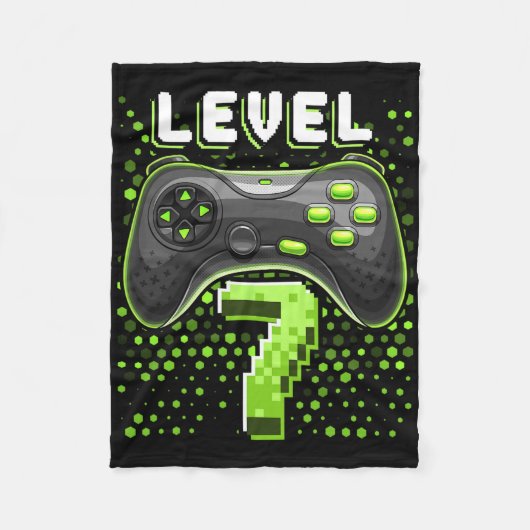 Level 7 Videospiel-Controller 7. Geburtstag Gamer Fleecedecke (Vorderseite)