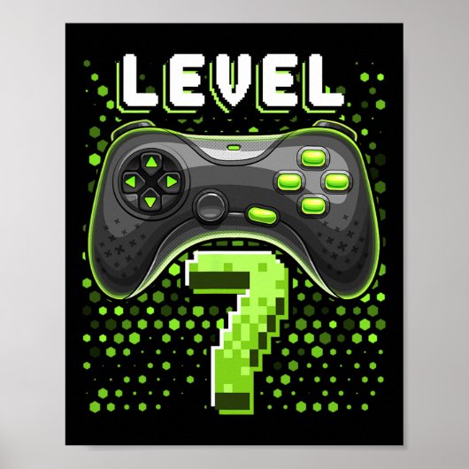 Level 7 Videospiel-Controller 7. Geburtstag Gamer Poster (Vorne)
