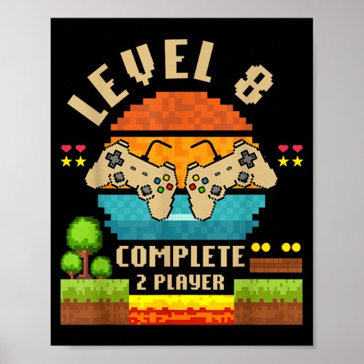 Level 8 Complete 8 Years Anniversary Video Game Gi Poster (Vorne)