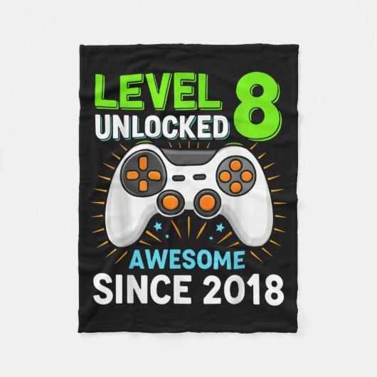 Level 8 freigeschaltet awesome seit 2018 Gaming Ge Fleecedecke (Vorderseite)