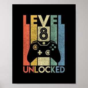 Level 8 freigeschaltet Lustiges Videospieler 8. Ge Poster
