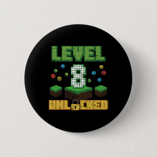 Level 8 freigeschaltet Pixel Gamer 8. Geburtstag G Button