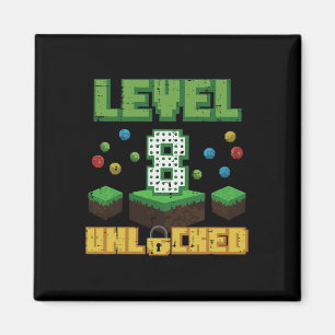 Level 8 freigeschaltet Pixel Gamer 8. Geburtstag G Magnet